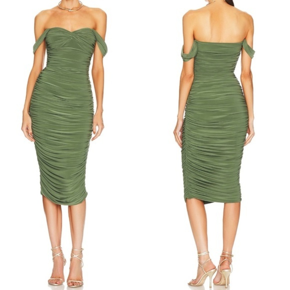Norma Kamali Walter Green Draped Sleeveless Midi Dress L - Picture 1 of 10